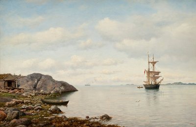 Sailing Ship Near the Shore by Oscar Kleineh